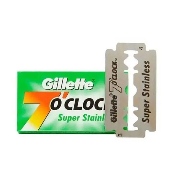 GILLETTE 7 OCLOCK SUPER STAINLESS DOUBLE EDGE SAFETY RAZOR  BLADES