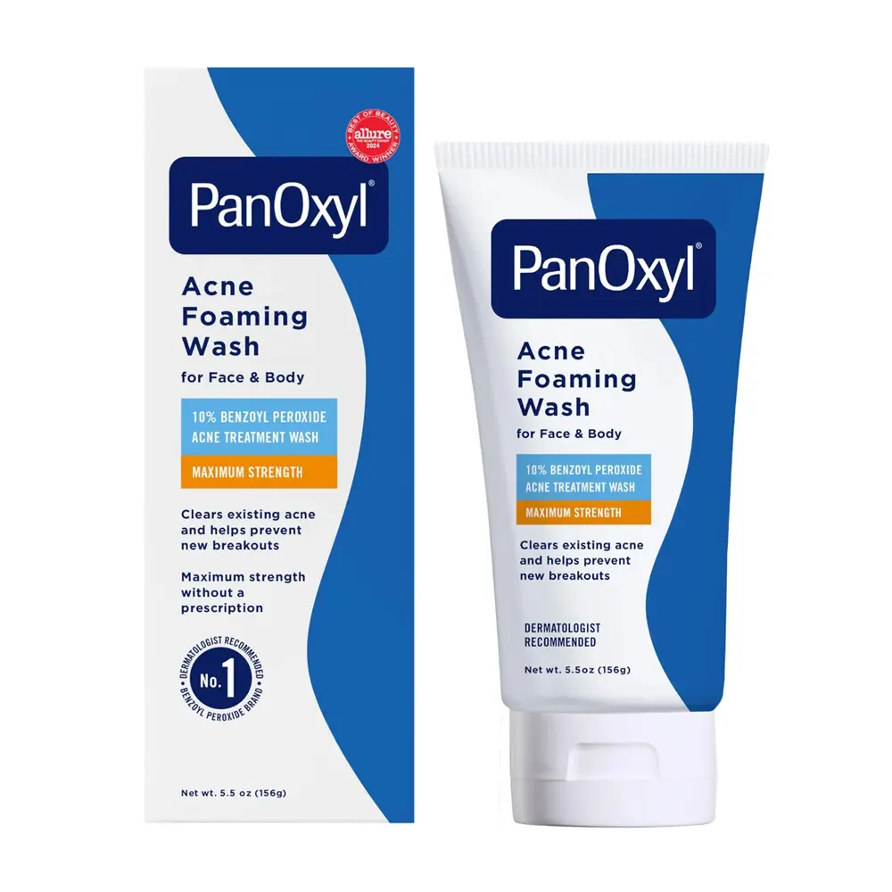 PanOxyl Acne Foaming Wash Benzoyl Peroxide 10% Maximum  Strength Antimicrobial, 5.5 Ounce
